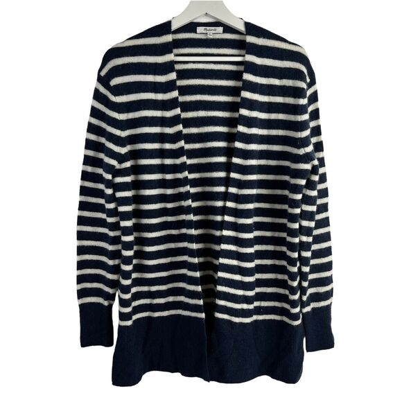 Madewell Sz S Cardigan Sweater Cozy Walker Striped Wool Alpaca Blend Nautical - Picture 2 of 11